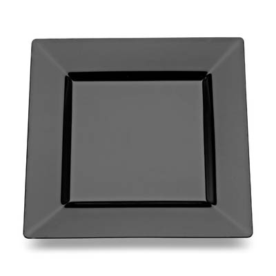 PLATE PLAST 9.5" BLK SQR DINNER