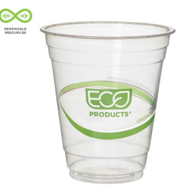 CUP PLA 16OZ COMPOSTABLE GREEN STRIPE