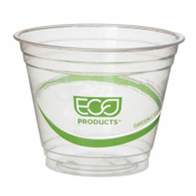 CUP PLA 9OZ COMPOSTABLE GREEN STRIPE