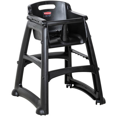 CHAIR HIGH STACKABLE BLK WITH WHEELS