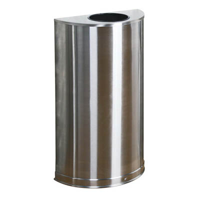 CAN TRASH 12 GAL HALF ROUND S/S FINISH