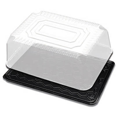 DISPLAY CAKE 1/2 SHEET BLK BASE W/LID CL