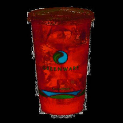 CUP PLAST 10 OZ CLR GREENWARE PRINT