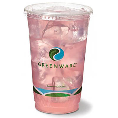 CUP PLAST 20 OZ CLR GREENWARE W/LOGO