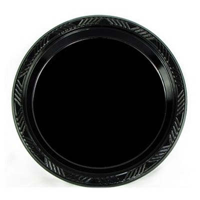 PLATE PLAST 9" BLK RND