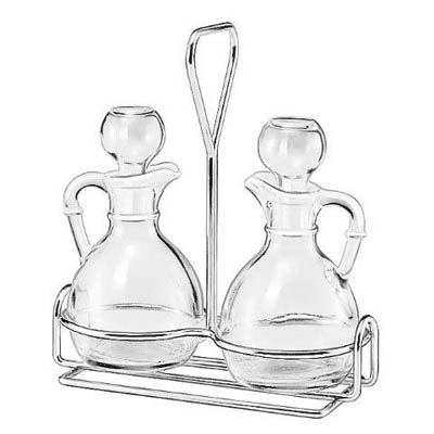 CRUET 3 PIECE SET W/CADDY GLASS