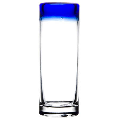 GLASS 3 OZ SHOOTER COBALT BLUE RIM ARUBA