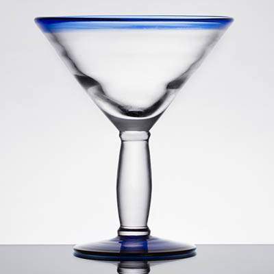 GLASS 15 OZ COCKTAIL/MARTINI COBALT RIM