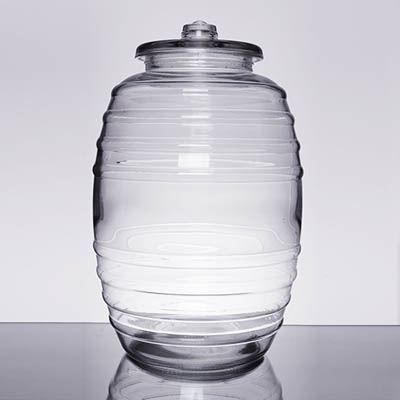 GLASS 20 LITER BARREL CANISTER W/LID