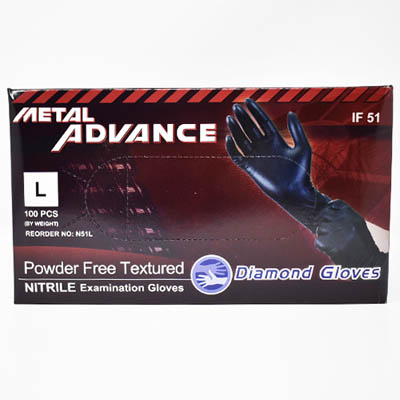 GLOVE NITRILE LG BLK PF 5.0MIL