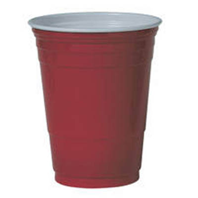 CUP PLAST PARTY 16 OZ RED