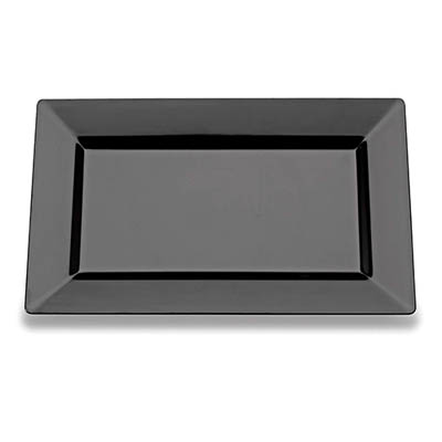 PLATE PLAST 12X7.5 BLK PLATTER RECTANGLE