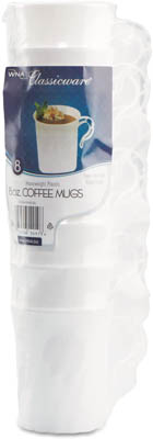 MUG PLAST 8 OZ WHT W/HANDLE CLASSICWARE