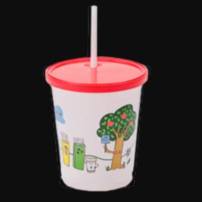 CUP PLAST 12 OZ KIDS W/LID&STRAW