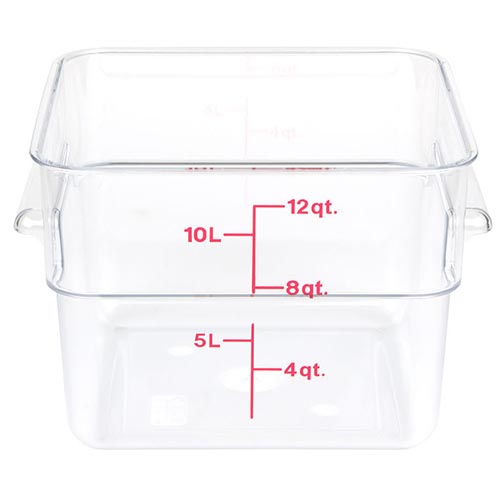 CONT FD STORAGE 12 QT SQUARE POLY CLEAR