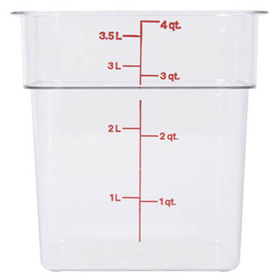 CONT FD STORAGE 4 QT SQUARE POLY CLEAR