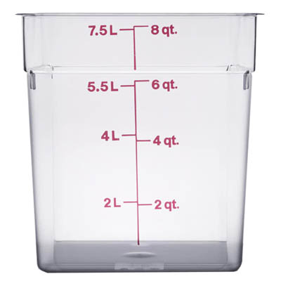 CONT FD STORAGE 8 QT SQUARE POLY CLEAR