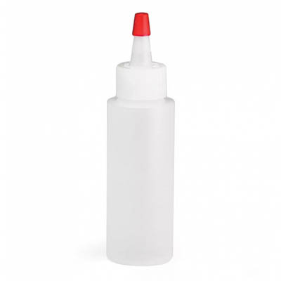 BOTTLE SQUEEZE 2 OZ CONE TIP RED CAP CLR