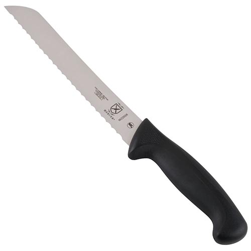 KNIFE BREAD 8" SCALLOP BLK POLY HANDLE