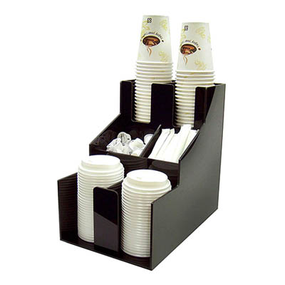 ORGANIZER CUP/LID 3 TIER PLASTIC BLACK