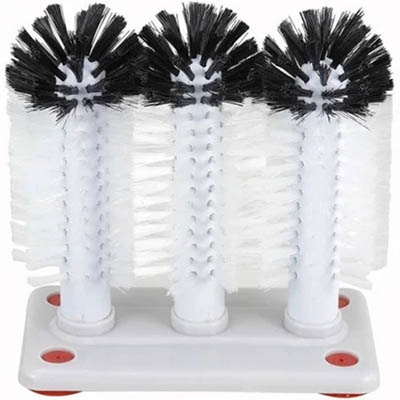 WASHER GLASS 3 BRUSH W/ POLY BASE