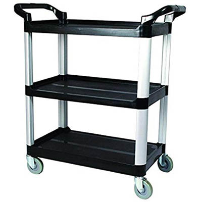 UTILITY CART 3 TIER LRG 40X20X37.5 BLK