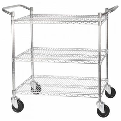 UTILITY CART 18X36 3 TIER CHROME WIRE