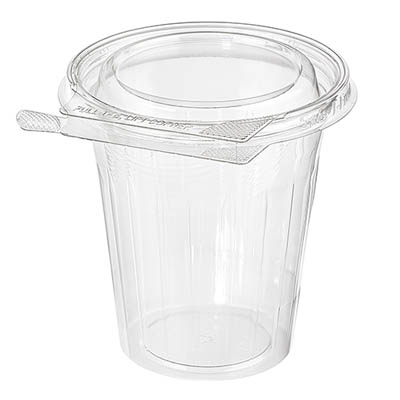 CUP PLAST 16 OZ CLR W/FLAT LID TAMPER