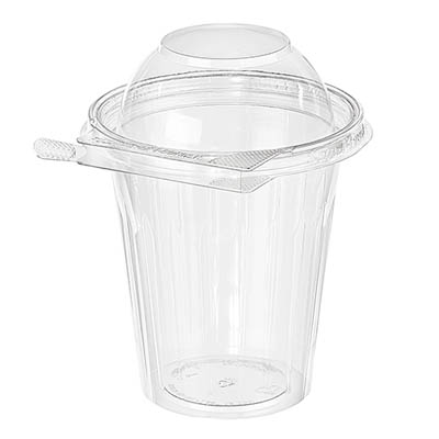 CUP PLAST 16 OZ CLR W/DOME LID TAMPER