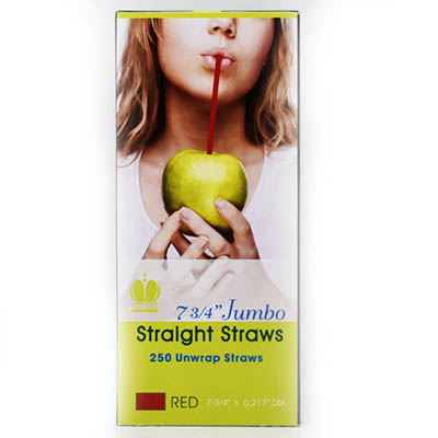 STRAW 7.75 JUMBO RED UNWRPD