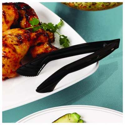 CUTLERY PLAST TONGS 9"BLK SNAP N SERVE