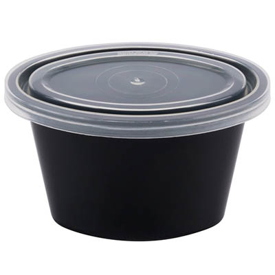 CUP PORTION PLAST 1OZ BLK W/LID COMBO