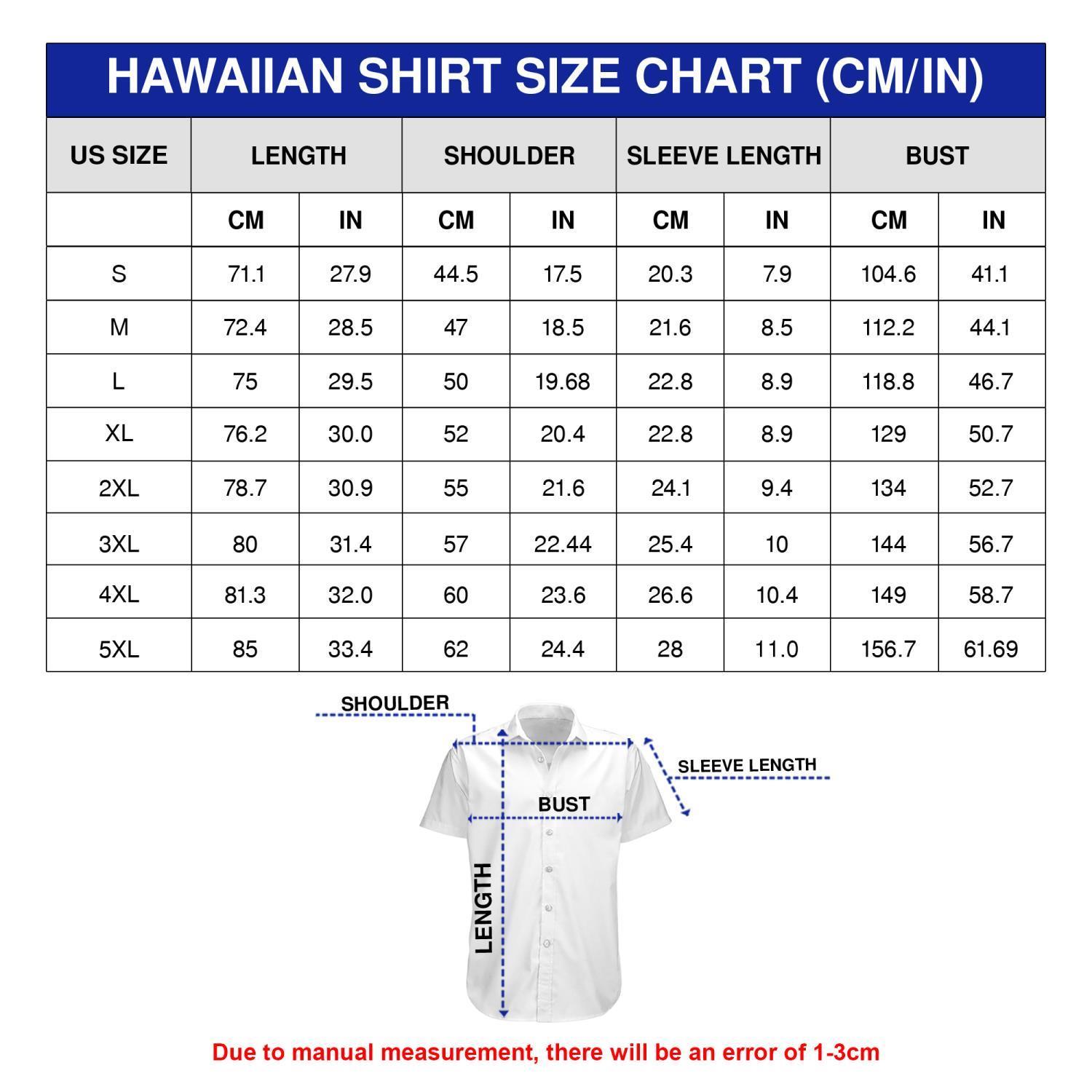 Hawaiian Shirt Brutifulstore Size Chart