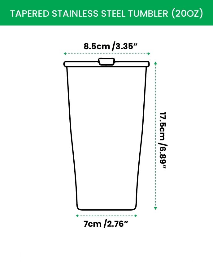 Tapered Stainless Steel Tumbler Size Chart