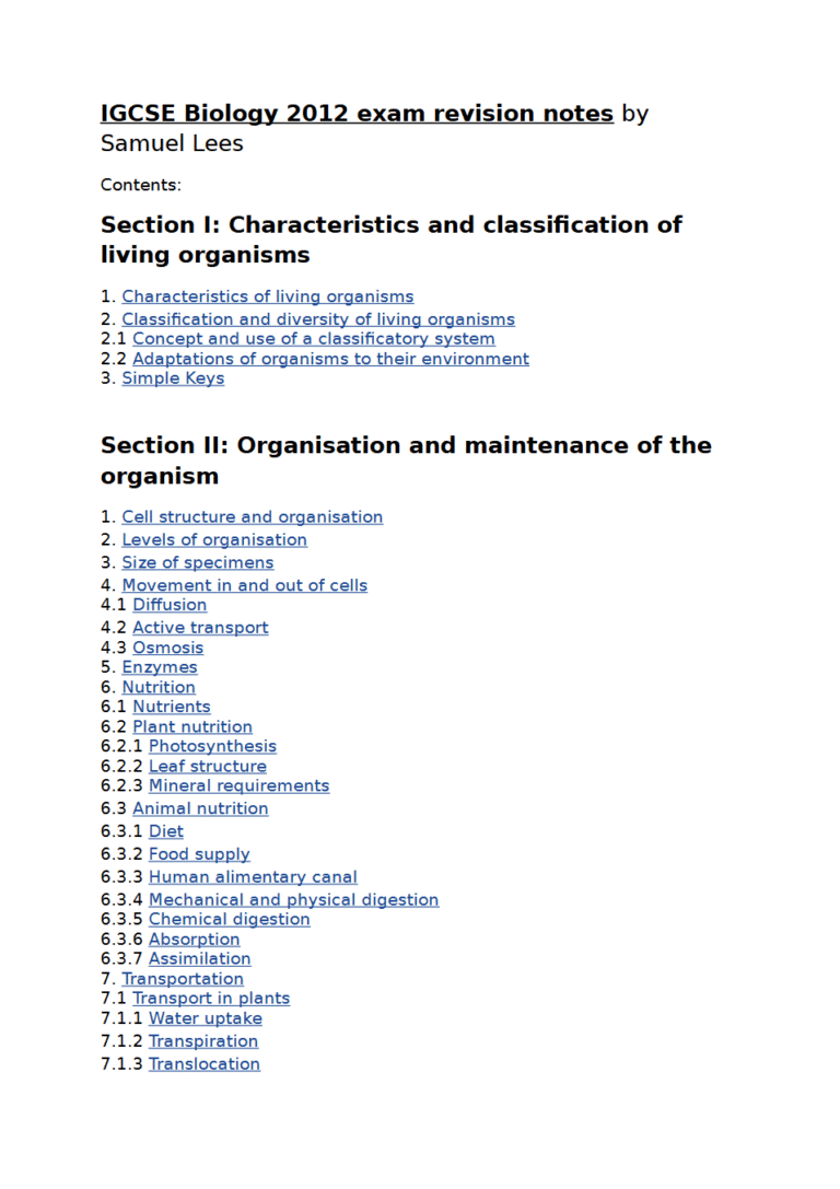 Biology-Igcse FULL Notes