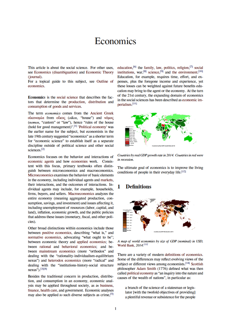 Economics: 1 Definitions