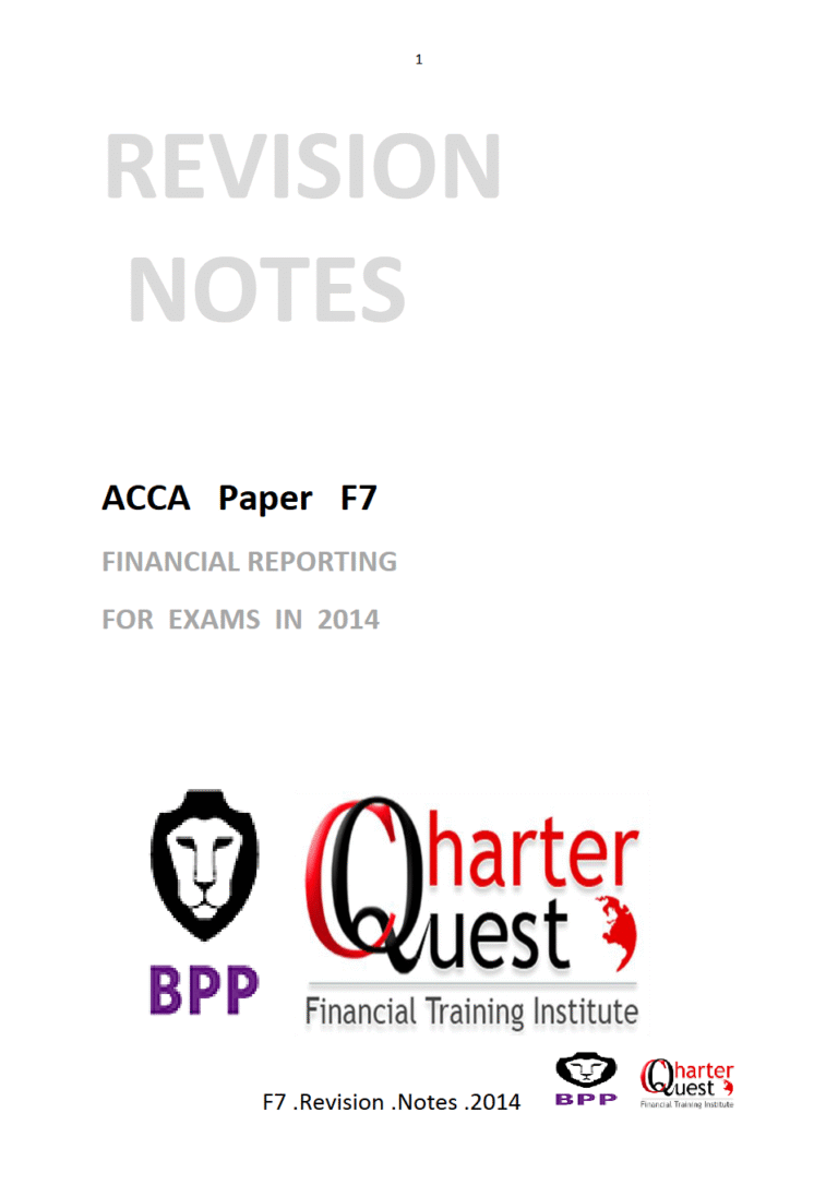 Acca F7 Revision Notes PDF