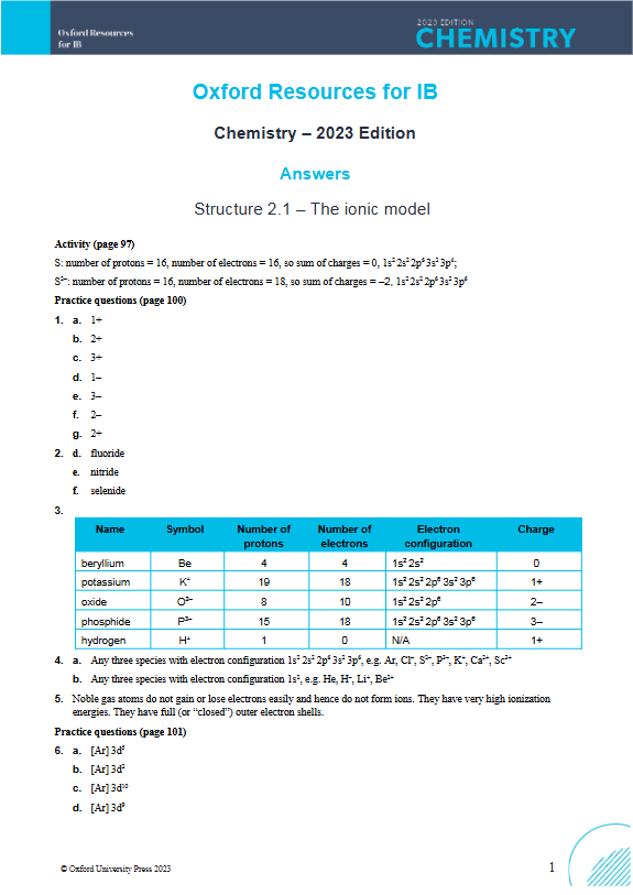 Ib Chemistry Answers s2