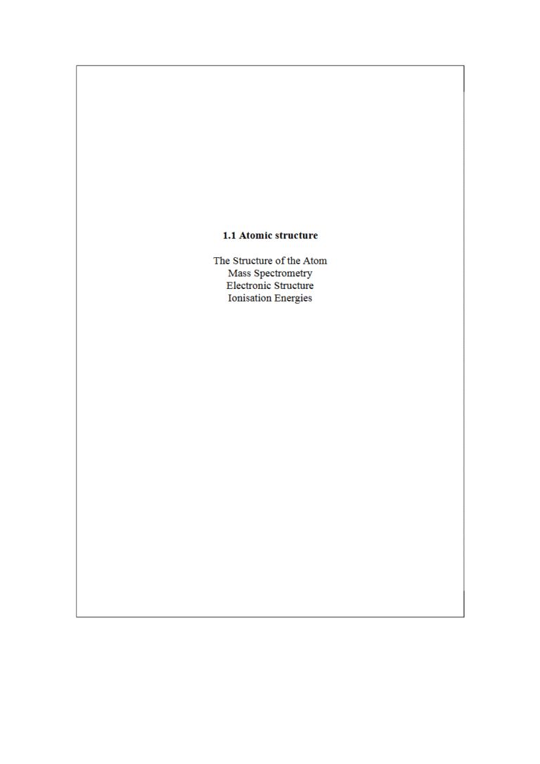 A-Level Chemistry Atomic Structure Notes