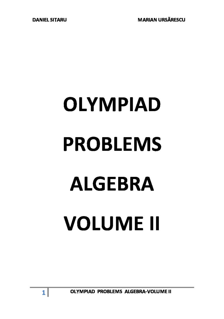 OLYMPIAD PROBLEMS ALGEBRA VOLUME II – Compressed