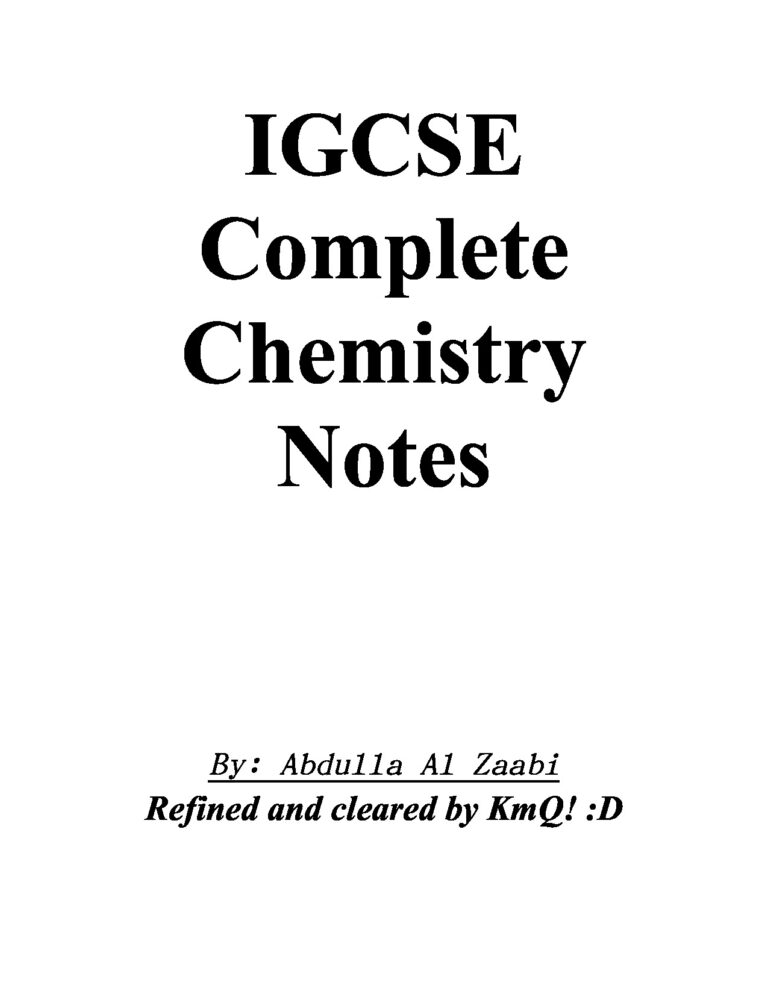 IGCSE Chemistry Notes