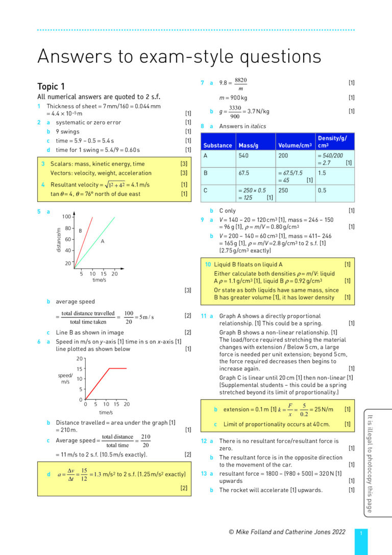Cambridge IGCSE ANSWERS Physics Study and Revision Guide Third Edition