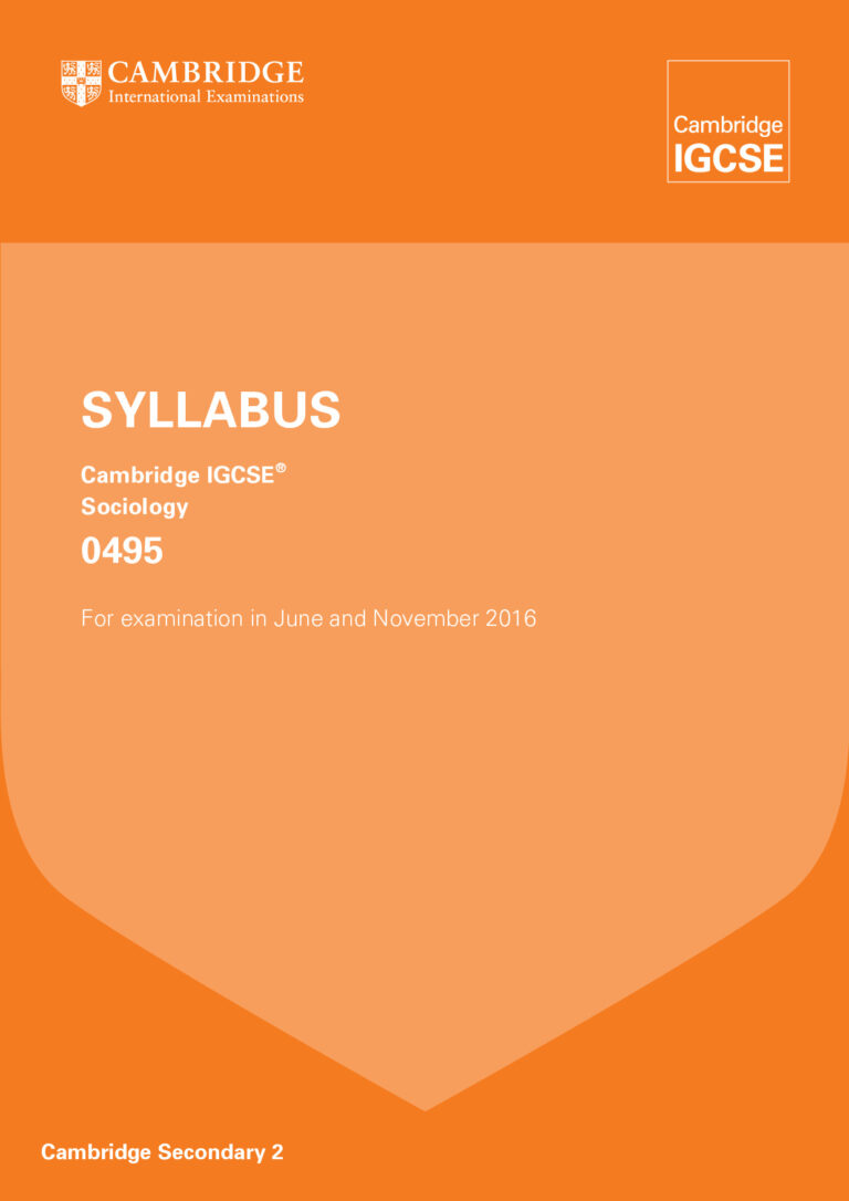 Syllabus: Cambridge IGCSE Sociology
