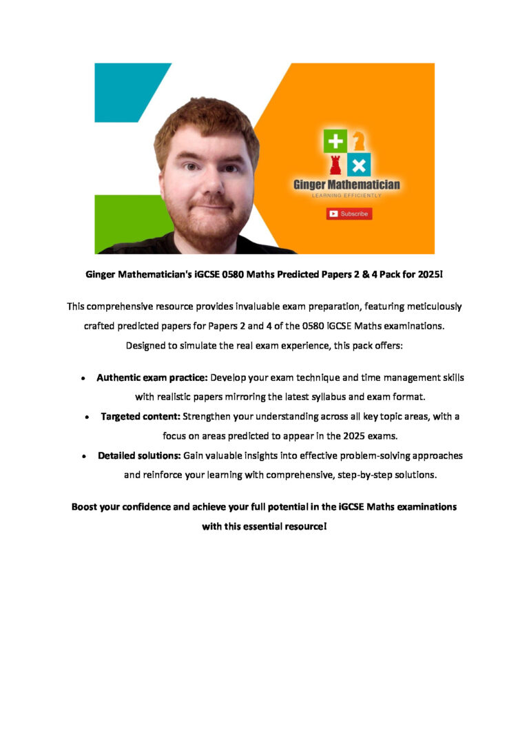 iGCSE 0580 Maths Prediction Papers 2 and 4 and S