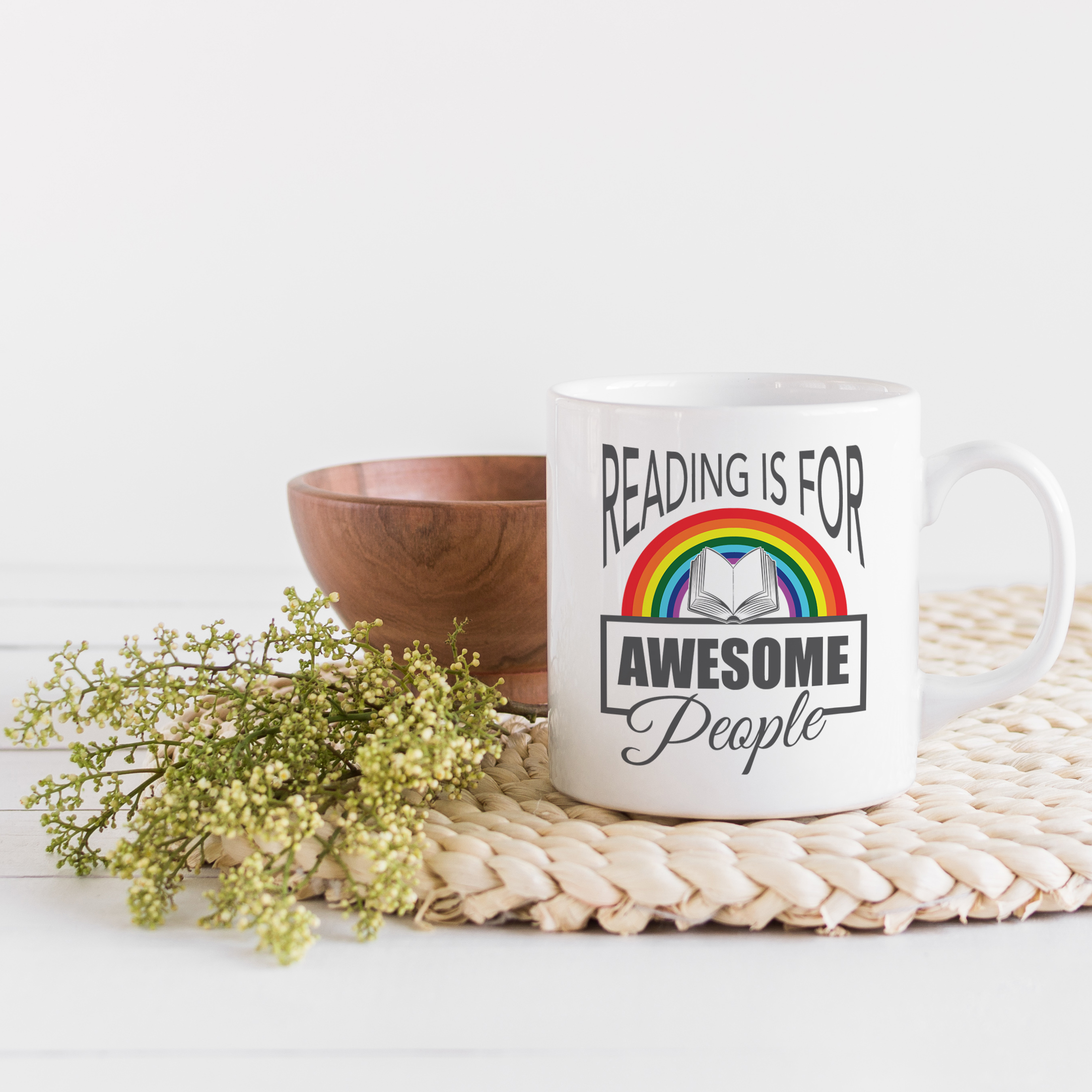 Reading Is For Awesome People. Cute Bookworm Coffee & Tea Gift Mug