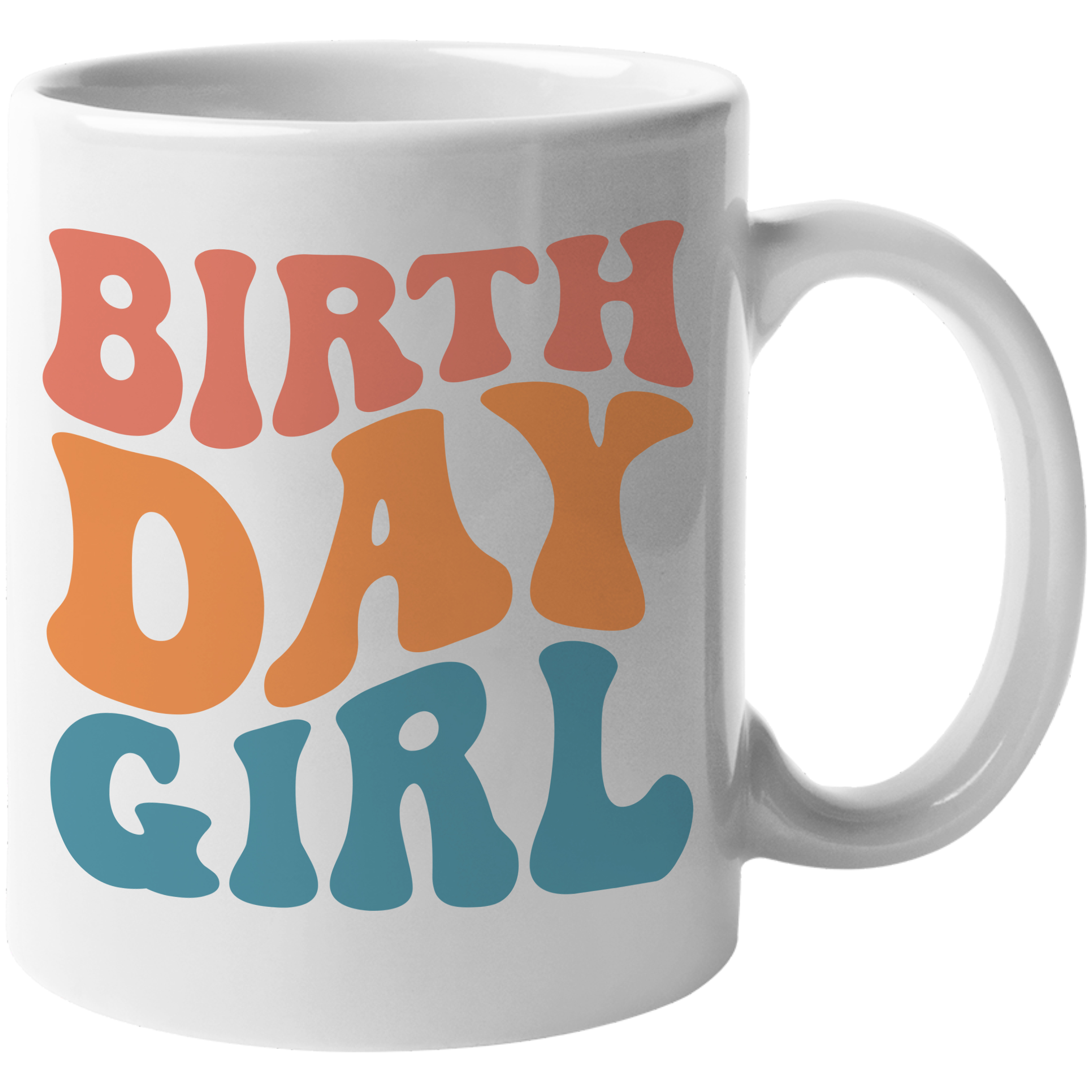 Novelty Mug, Birth Day Girl, Birthday Themed, Groovy Retro Wavy Text Merch Gift - Picture 5 of 8