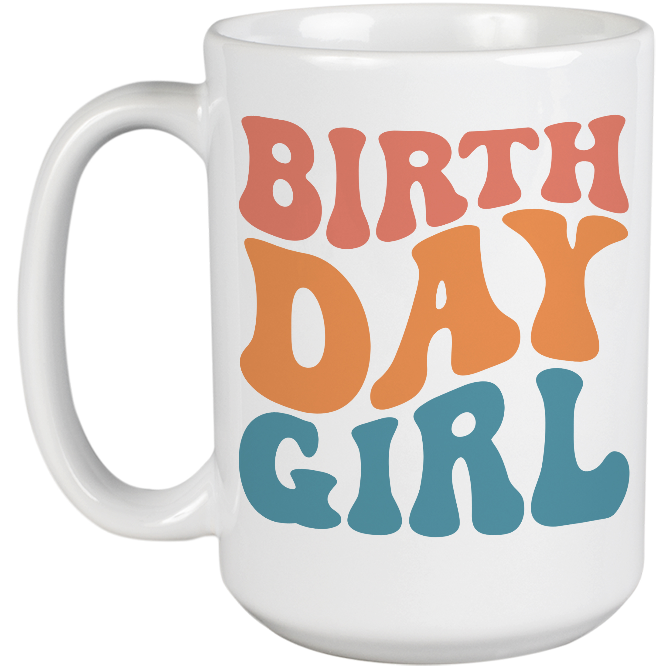 Novelty Mug, Birth Day Girl, Birthday Themed, Groovy Retro Wavy Text Merch Gift - Picture 7 of 8