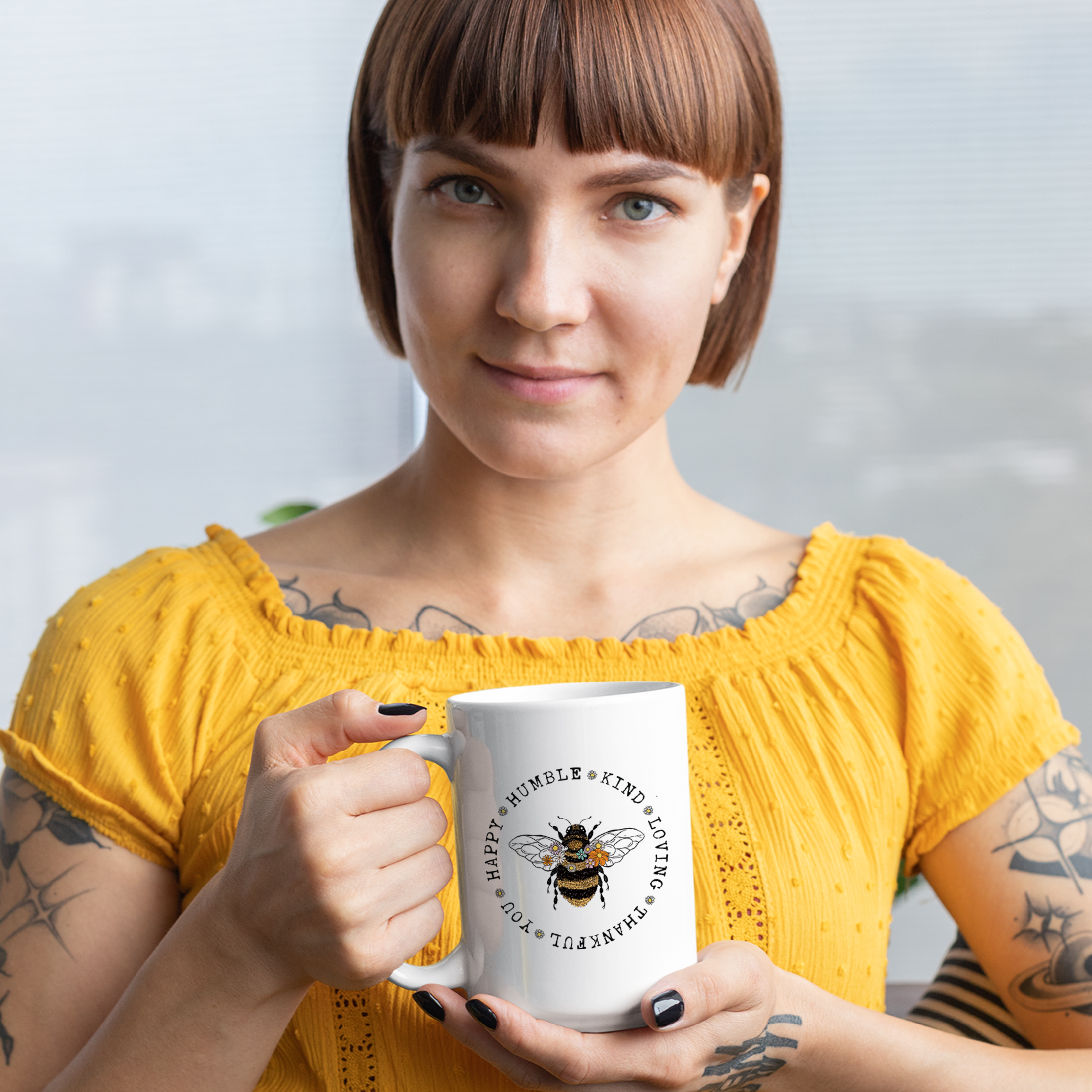 Coffee & Tea Mug, Be Loving, Thankful, You, Happy, Humble Kind, Bee Lover