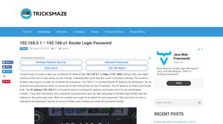 192.168.0.1 - 192.168.o1 Router Login Password - TricksMaze