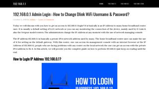 192.168.0.1 Admin : How to Change Dlink WiFi Username & Password?